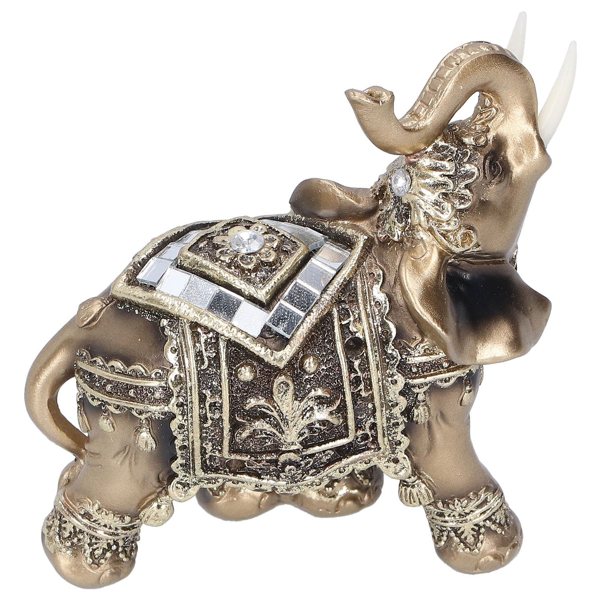Elephant Statue Figurine Feng Shui Resin Animal Ornament Art Crafts Desktop DecorationGold M 10x5x10cm