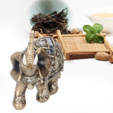Elephant Statue Figurine Feng Shui Resin Animal Ornament Art Crafts Desktop DecorationGold M 10x5x10cm
