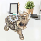 Elephant Statue Figurine Feng Shui Resin Animal Ornament Art Crafts Desktop DecorationGold M 10x5x10cm - Extra Image
