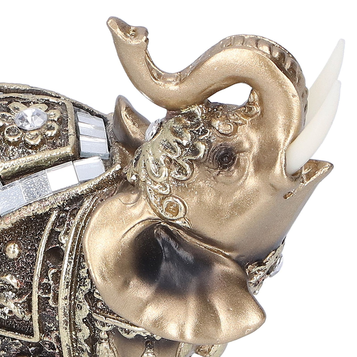 Elephant Statue Figurine Feng Shui Resin Animal Ornament Art Crafts Desktop DecorationGold M 10x5x10cm