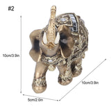 Elephant Statue Figurine Feng Shui Resin Animal Ornament Art Crafts Desktop DecorationGold M 10x5x10cm - Extra Image