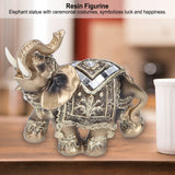 Elephant Statue Figurine Feng Shui Resin Animal Ornament Art Crafts Desktop DecorationGold M 10x5x10cm