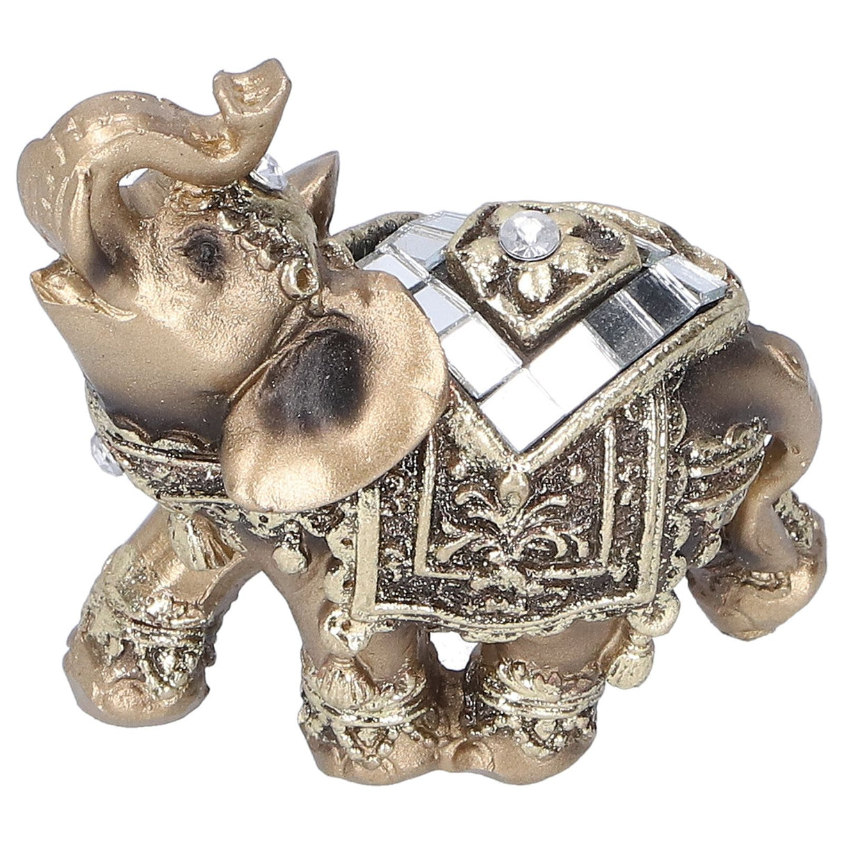 Elephant Statue Figurine Feng Shui Resin Animal Ornament Art Crafts Desktop DecorationGold S 7x3.5x7cm