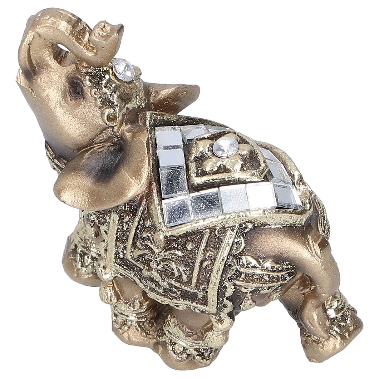 Elephant Statue Figurine Feng Shui Resin Animal Ornament Art Crafts Desktop DecorationGold S 7x3.5x7cm