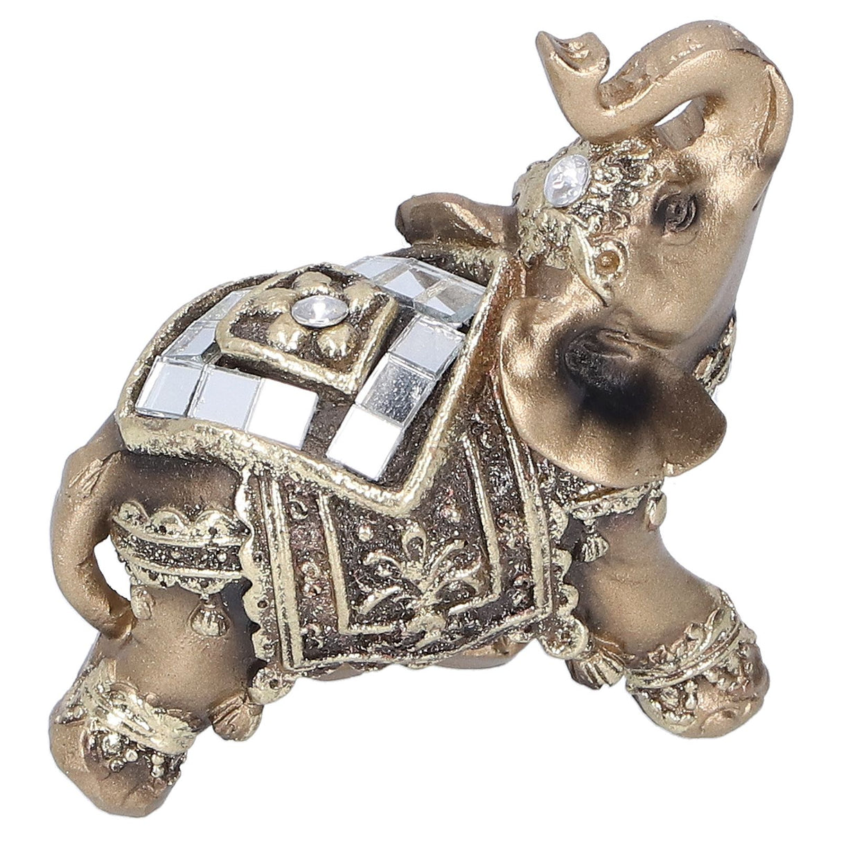 Elephant Statue Figurine Feng Shui Resin Animal Ornament Art Crafts Desktop DecorationGold S 7x3.5x7cm