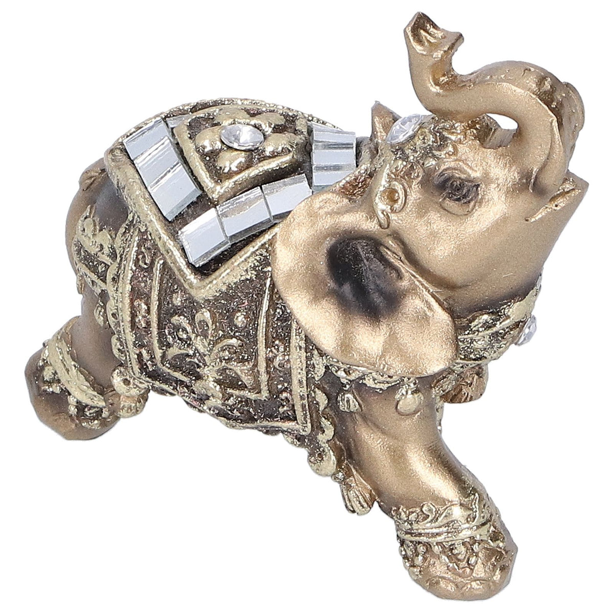 Elephant Statue Figurine Feng Shui Resin Animal Ornament Art Crafts Desktop DecorationGold S 7x3.5x7cm