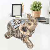 Elephant Statue Figurine Feng Shui Resin Animal Ornament Art Crafts Desktop DecorationGold S 7x3.5x7cm