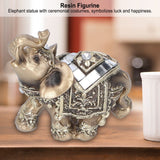 Elephant Statue Figurine Feng Shui Resin Animal Ornament Art Crafts Desktop DecorationGold S 7x3.5x7cm