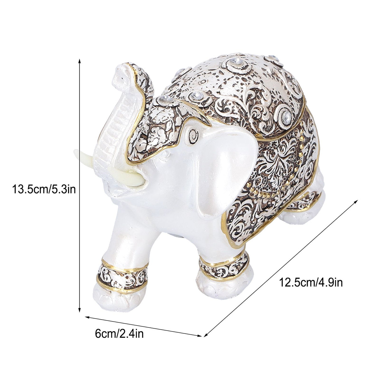 Resin Elephant Feng Shui Statue Wealth Lucky Figurine Crafts Home Office Decor GiftB Style