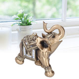 Resin Elephant Statue Figurine Crafts Desktop Ornaments for Home Living RoomGold L 16.5x8x16cm - Extra Image