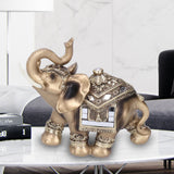 Resin Elephant Statue Figurine Crafts Desktop Ornaments for Home Living RoomGold L 16.5x8x16cm - Extra Image