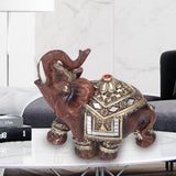 Resin Elephant Statue Figurine Crafts Desktop Ornaments for Home Living RoomRed M 11x6x11cm - Extra Image