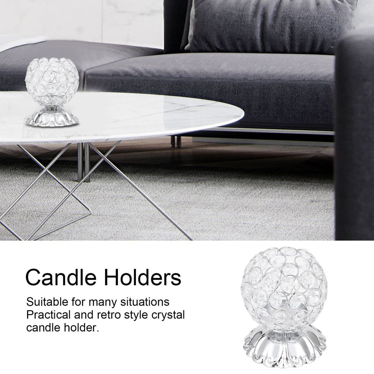 Crystal Candle Holder Electroplated Wrought Iron Candlestick Ornament Electronic Candle Stand