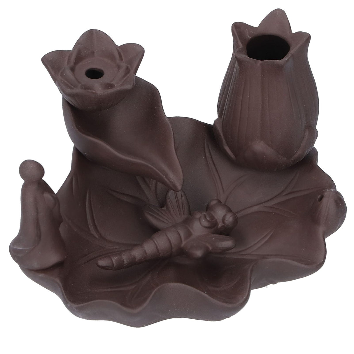 Incense Burner Red Porcelain Dragonfly Shape Backflow Smoke Waterfall Sandalwood Home Decor