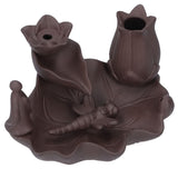 Incense Burner Red Porcelain Dragonfly Shape Backflow Smoke Waterfall Sandalwood Home Decor