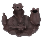 Incense Burner Red Porcelain Dragonfly Shape Backflow Smoke Waterfall Sandalwood Home Decor - Top-Down View