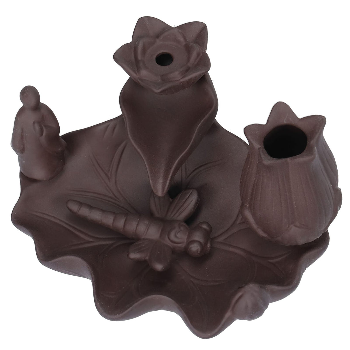 Incense Burner Red Porcelain Dragonfly Shape Backflow Smoke Waterfall Sandalwood Home Decor