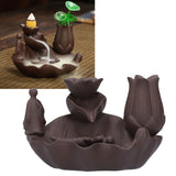 Incense Burner Red Porcelain Dragonfly Shape Backflow Smoke Waterfall Sandalwood Home Decor - Extra Image