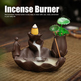 Incense Burner Red Porcelain Dragonfly Shape Backflow Smoke Waterfall Sandalwood Home Decor - Extra Image