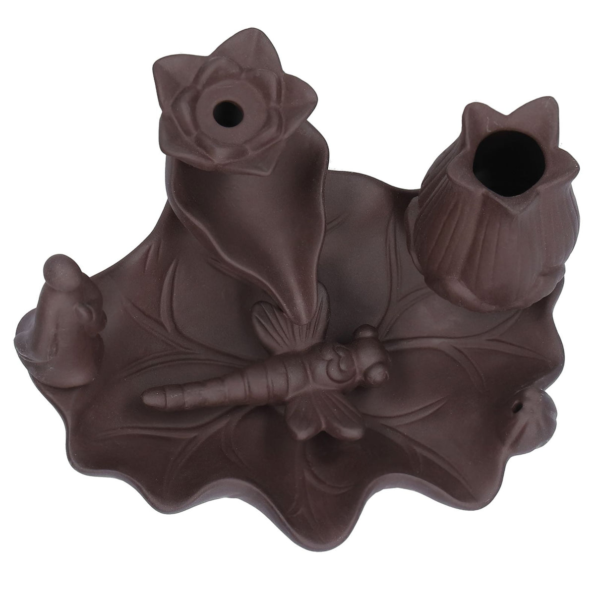 Incense Burner Red Porcelain Dragonfly Shape Backflow Smoke Waterfall Sandalwood Home Decor