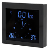 Digital Alarm Temperature Humidity Display Clock Indoor Table Timer Multifunctional for Household Office Decoration(Black TS-WP10-B )