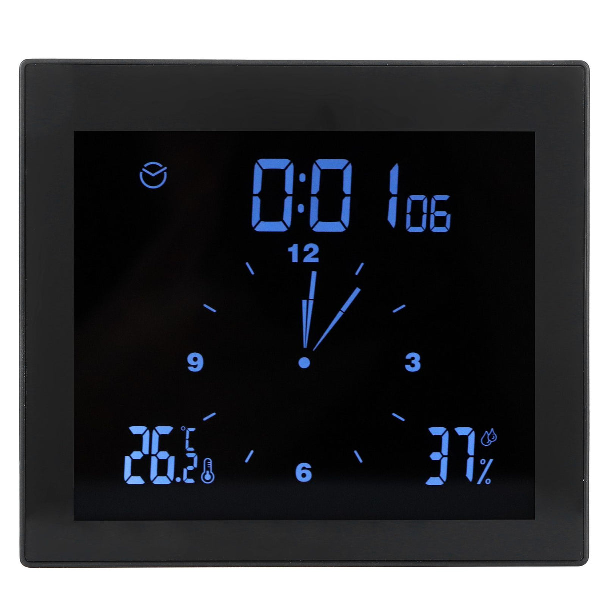 Digital Alarm Temperature Humidity Display Clock Indoor Table Timer Multifunctional for Household Office Decoration(Black TS-WP10-B )