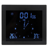 Digital Alarm Temperature Humidity Display Clock Indoor Table Timer Multifunctional for Household Office Decoration(Black TS-WP10-B ) - Side View