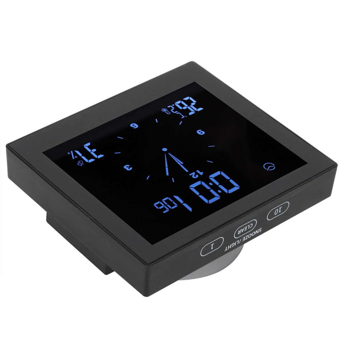 Digital Alarm Temperature Humidity Display Clock Indoor Table Timer Multifunctional for Household Office Decoration(Black TS-WP10-B )