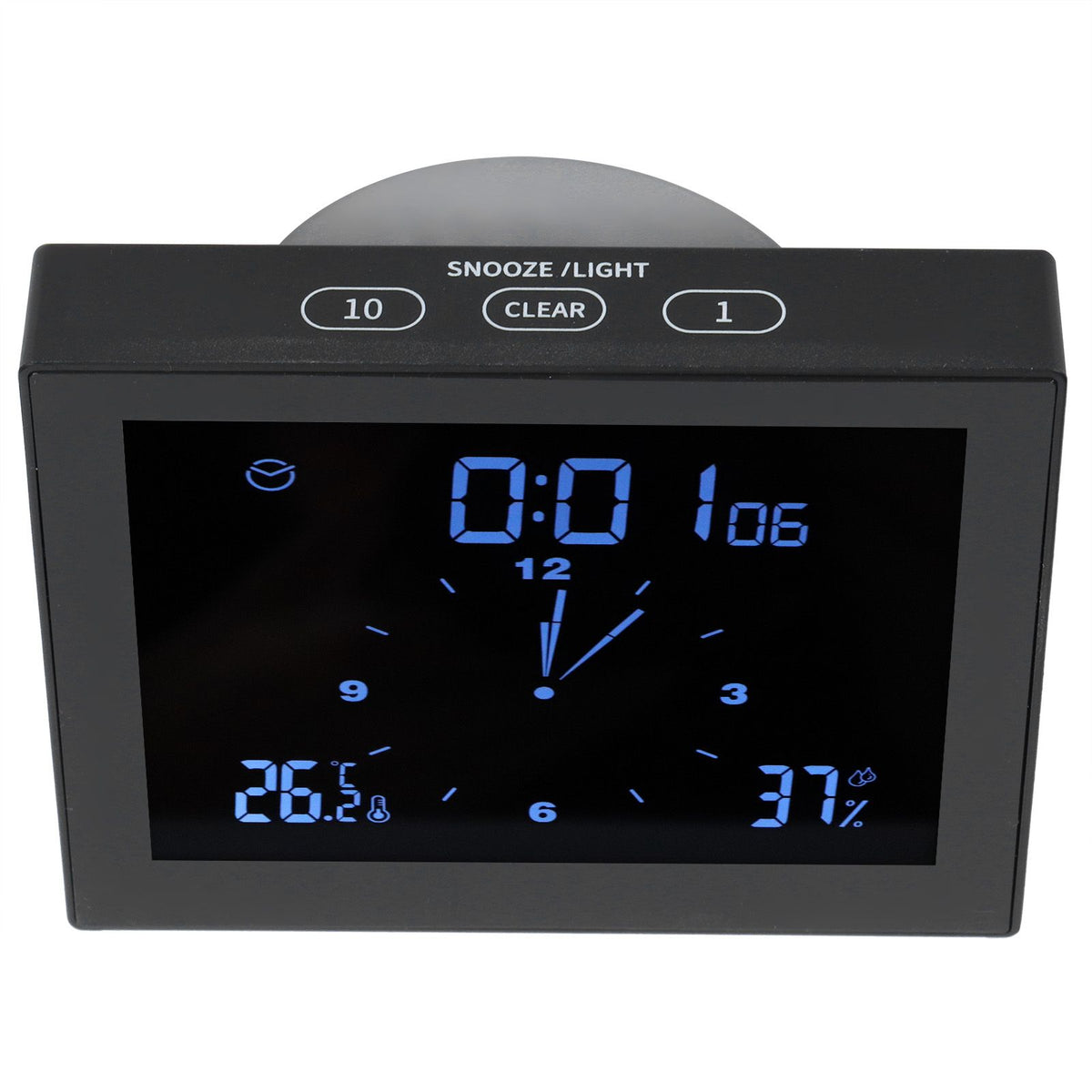 Digital Alarm Temperature Humidity Display Clock Indoor Table Timer Multifunctional for Household Office Decoration(Black TS-WP10-B )
