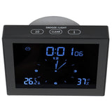 Digital Alarm Temperature Humidity Display Clock Indoor Table Timer Multifunctional for Household Office Decoration(Black TS-WP10-B ) - Rear View