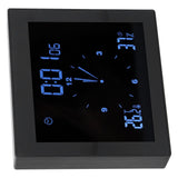 Digital Alarm Temperature Humidity Display Clock Indoor Table Timer Multifunctional for Household Office Decoration(Black TS-WP10-B ) - Low Angle