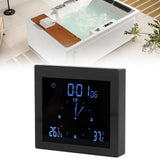 Digital Alarm Temperature Humidity Display Clock Indoor Table Timer Multifunctional for Household Office Decoration(Black TS-WP10-B )