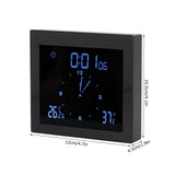 Digital Alarm Temperature Humidity Display Clock Indoor Table Timer Multifunctional for Household Office Decoration(Black TS-WP10-B )