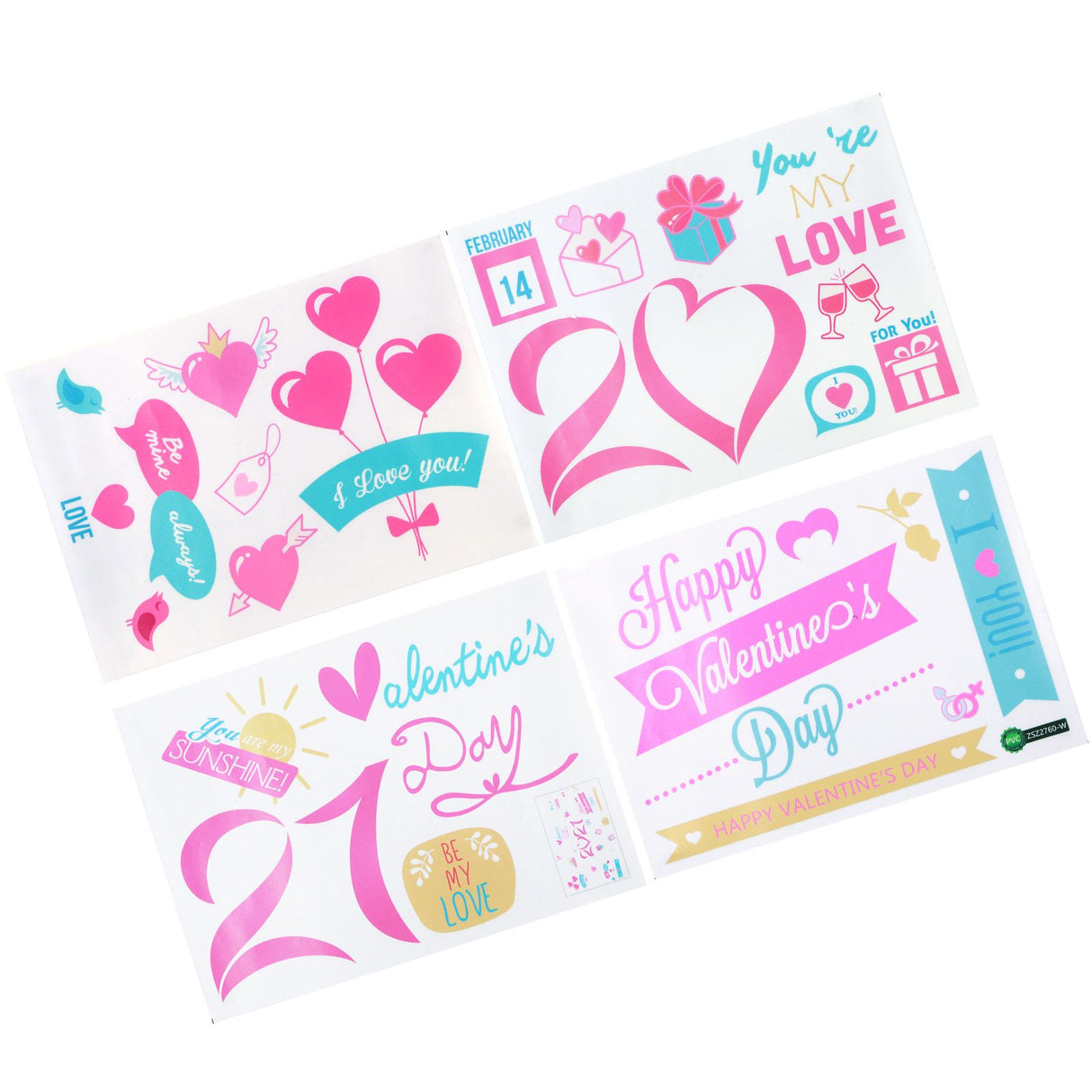 4Pcs/Set 2021 Valentine's Day Wall Stickers Living Room Background Wall Decoration Sticker