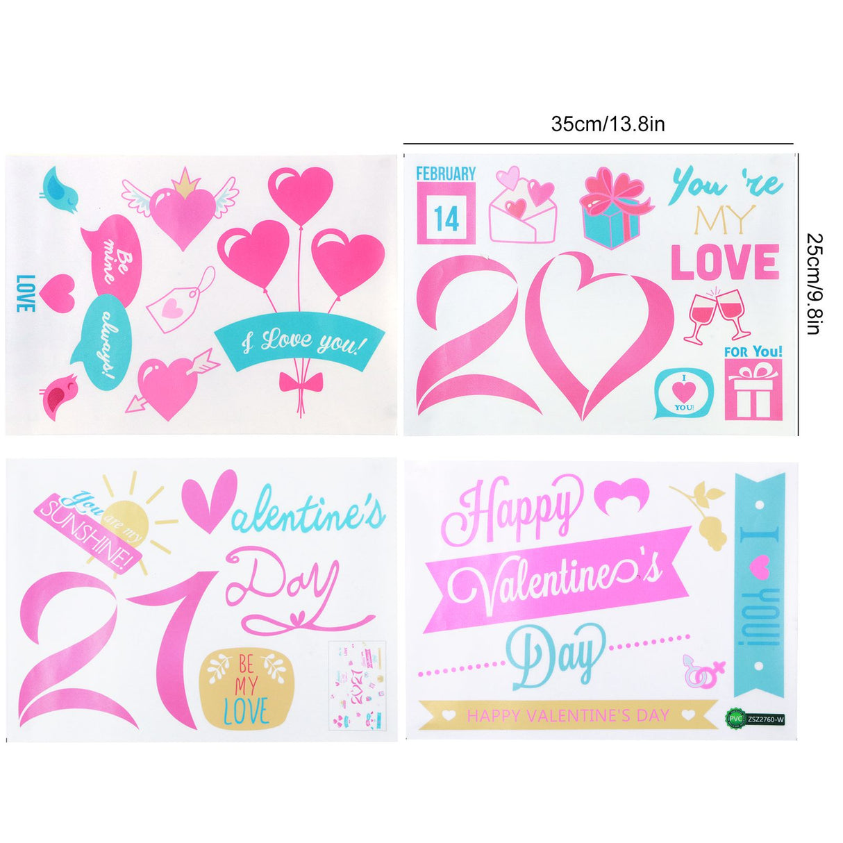 4Pcs/Set 2021 Valentine's Day Wall Stickers Living Room Background Wall Decoration Sticker