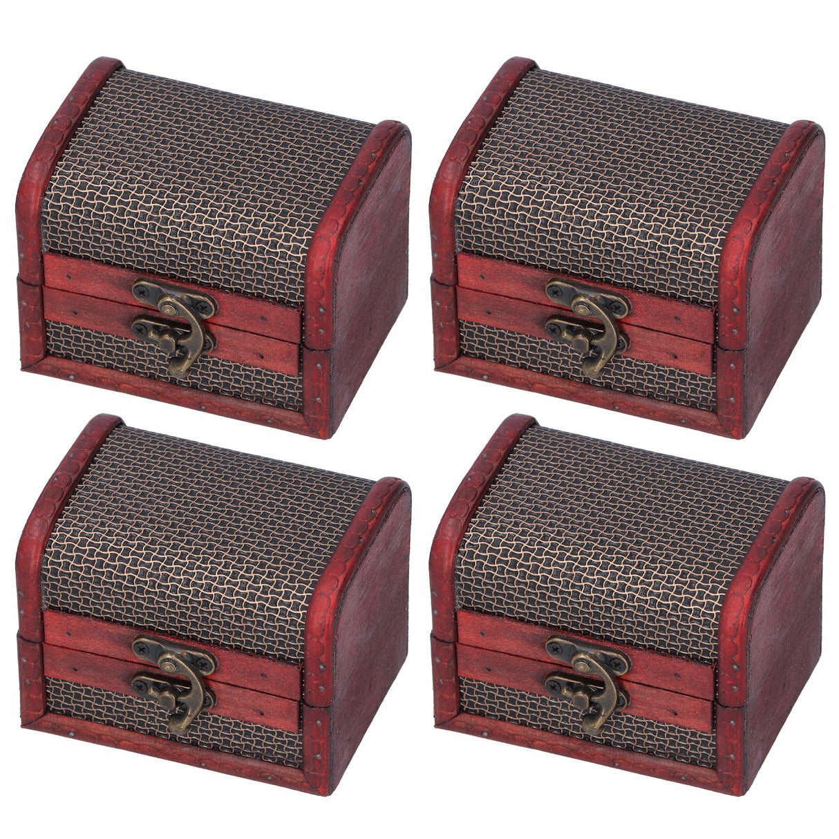 4pcs Retro Wooden Storage Box Art Craft Classic Ornament for Cosmetics Jewelry Sweets