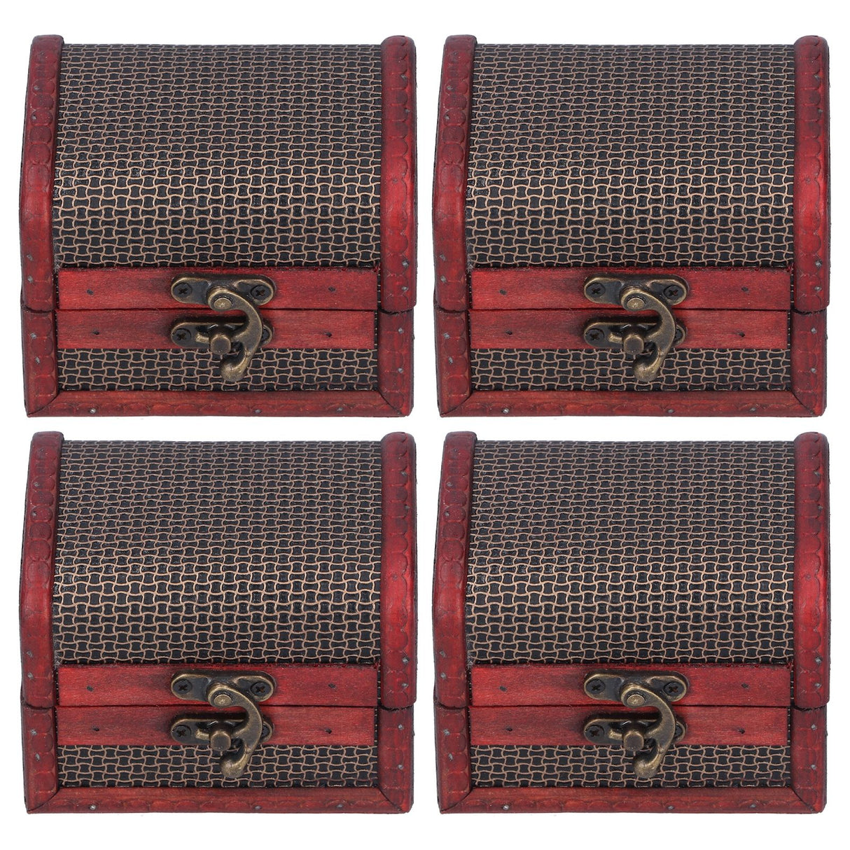 4pcs Retro Wooden Storage Box Art Craft Classic Ornament for Cosmetics Jewelry Sweets