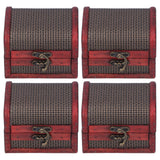 4pcs Retro Wooden Storage Box Art Craft Classic Ornament for Cosmetics Jewelry Sweets - Front View