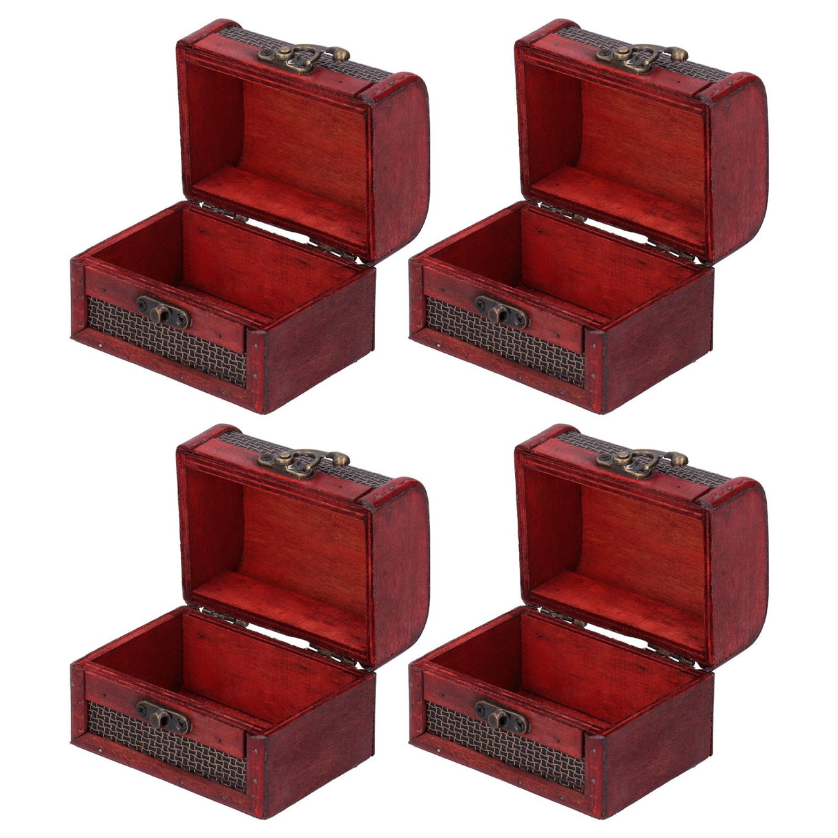4pcs Retro Wooden Storage Box Art Craft Classic Ornament for Cosmetics Jewelry Sweets