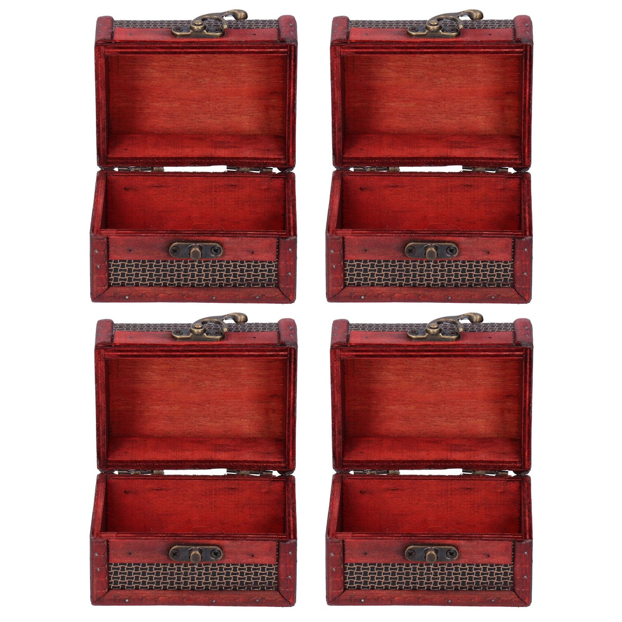 4pcs Retro Wooden Storage Box Art Craft Classic Ornament for Cosmetics Jewelry Sweets