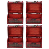 4pcs Retro Wooden Storage Box Art Craft Classic Ornament for Cosmetics Jewelry Sweets