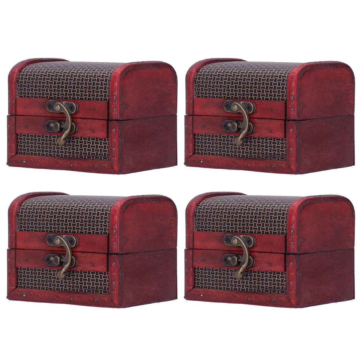 4pcs Retro Wooden Storage Box Art Craft Classic Ornament for Cosmetics Jewelry Sweets