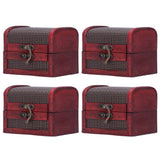 4pcs Retro Wooden Storage Box Art Craft Classic Ornament for Cosmetics Jewelry Sweets - 45-Degree Angle