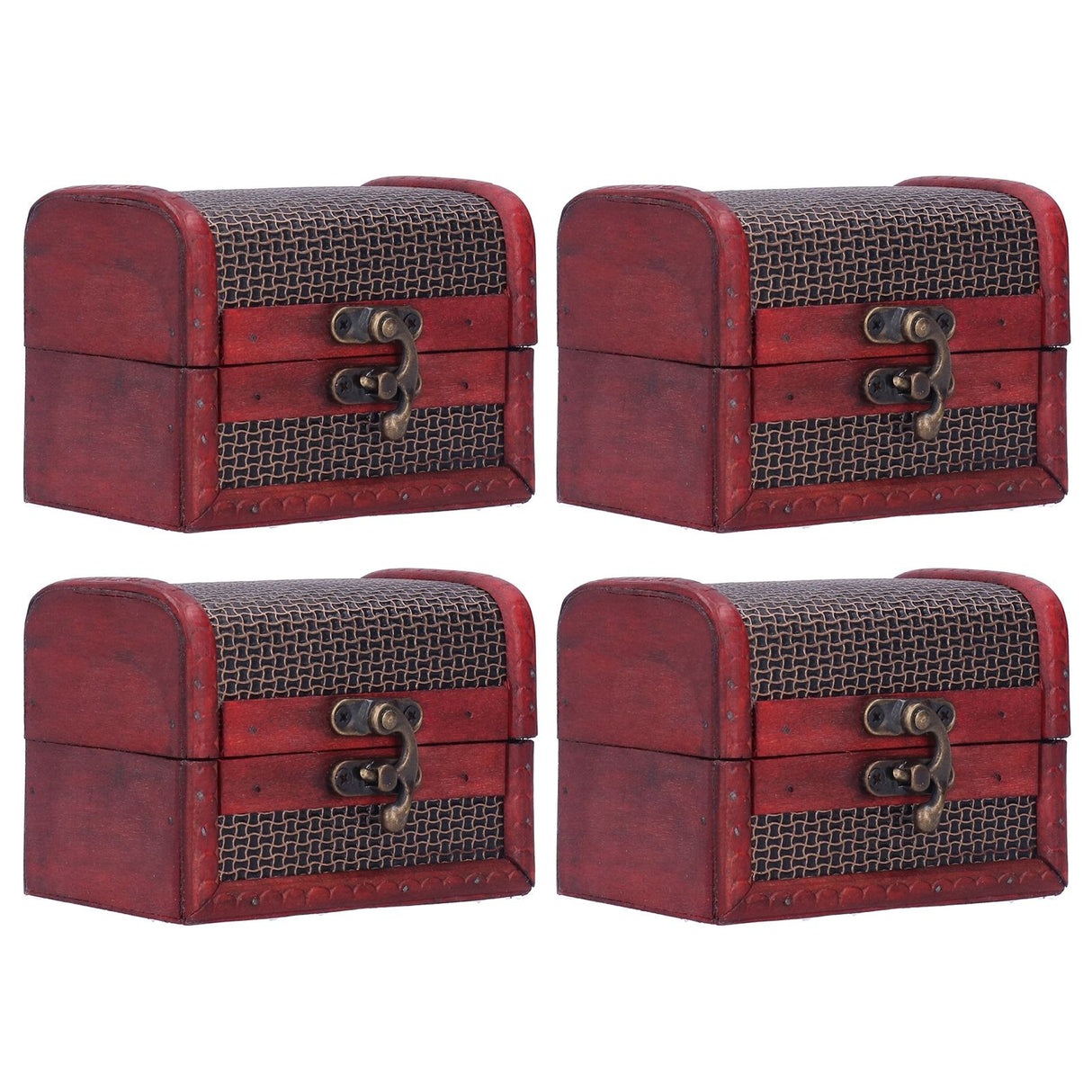 4pcs Retro Wooden Storage Box Art Craft Classic Ornament for Cosmetics Jewelry Sweets