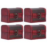 4pcs Retro Wooden Storage Box Art Craft Classic Ornament for Cosmetics Jewelry Sweets