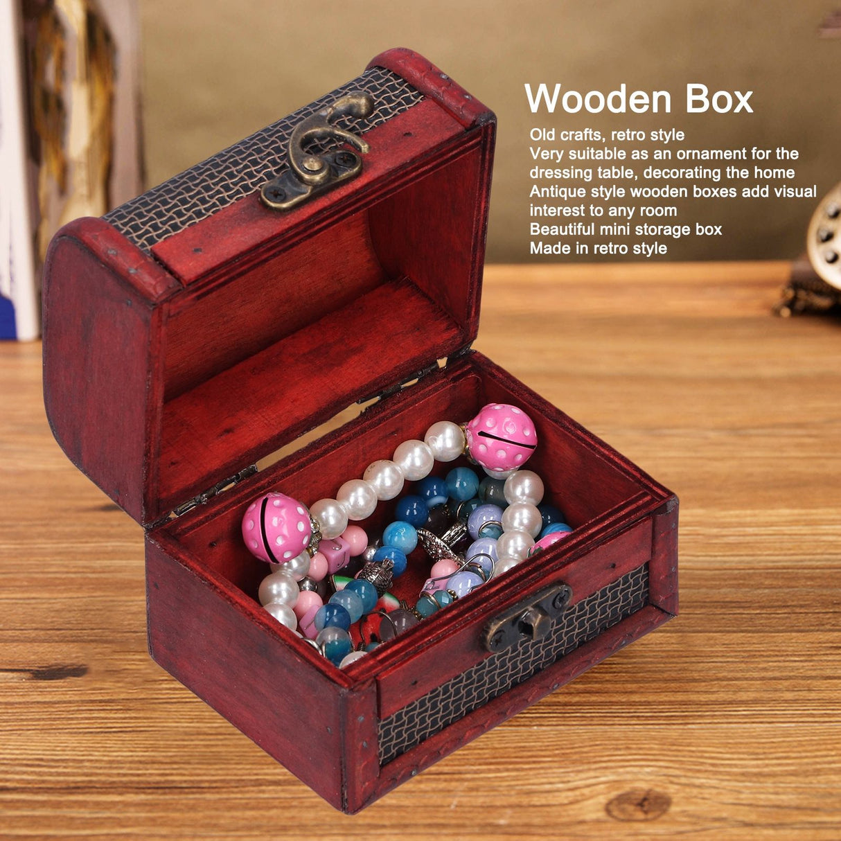 4pcs Retro Wooden Storage Box Art Craft Classic Ornament for Cosmetics Jewelry Sweets