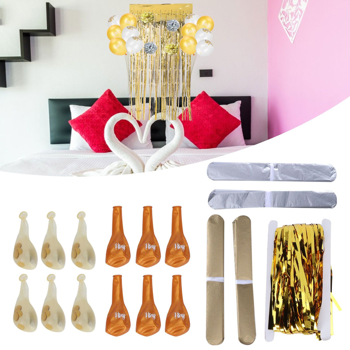 Sequin Balloon Set Decorative Fringed Curtain Paper Flower Ball for 2021 New Year Party