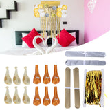 Sequin Balloon Set Decorative Fringed Curtain Paper Flower Ball for 2021 New Year Party - Extra Image