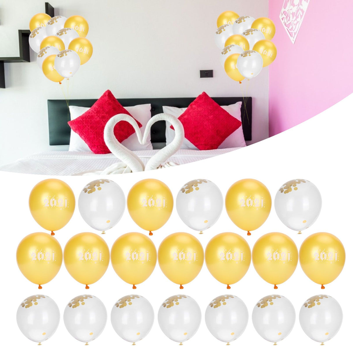 Sequin Balloon Set Home Decorative Balloon Accessory for Graduation 2021 New Year Party