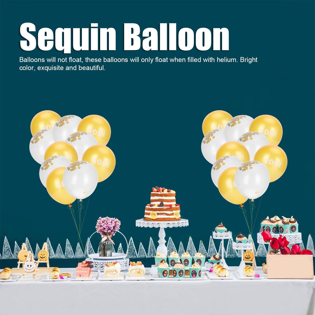 Sequin Balloon Set Home Decorative Balloon Accessory for Graduation 2021 New Year Party